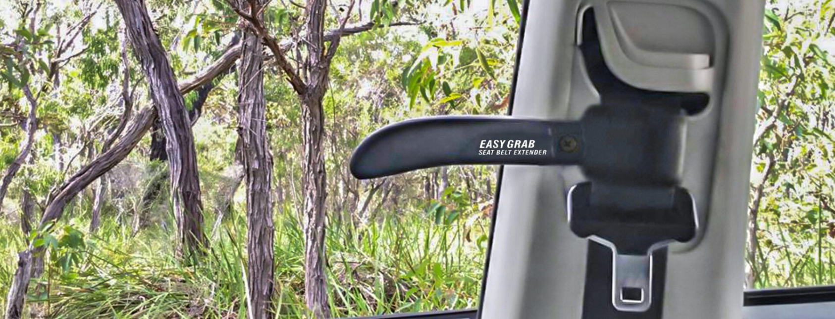 Easy Grab seat belt extender handle fitted to a car seat belt
